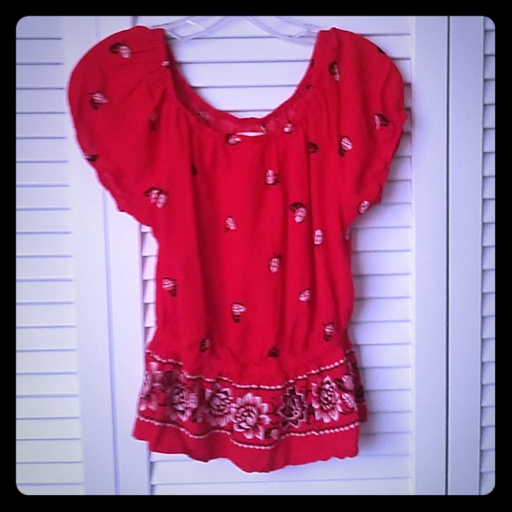 Red peasant shirt